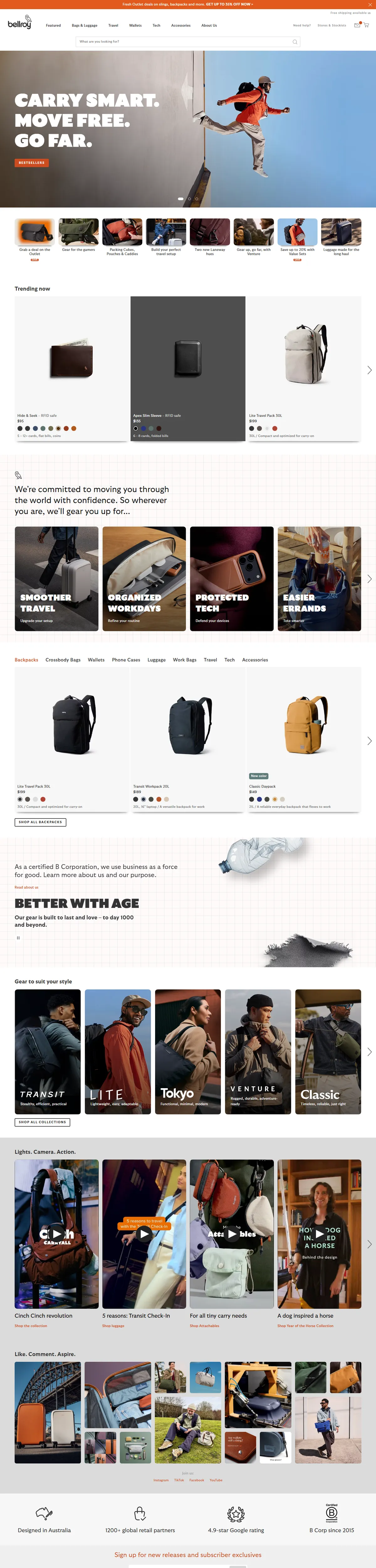 Full page of bellroy.com
