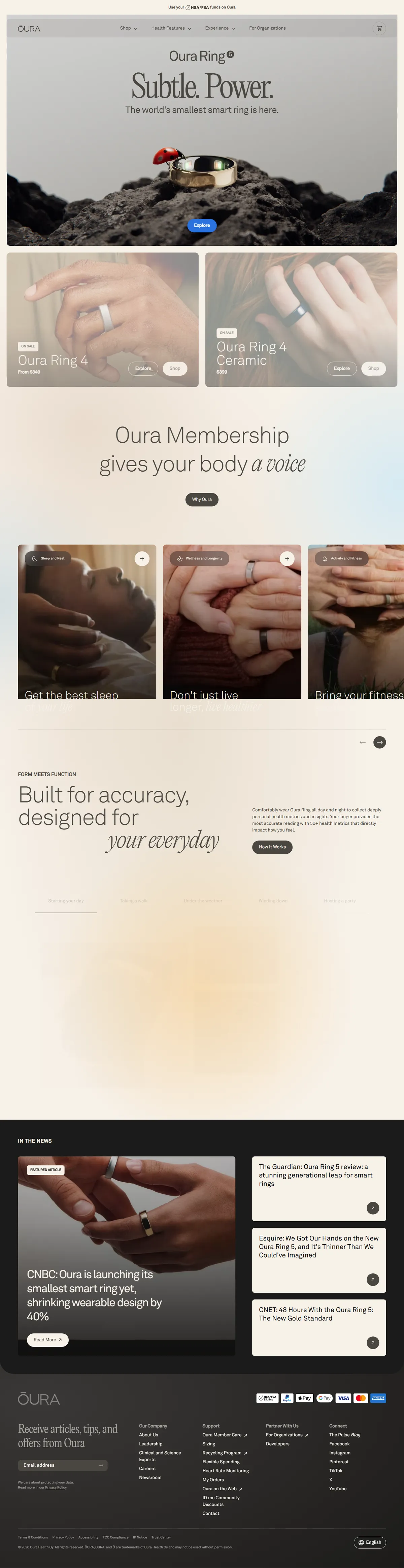Full page of ouraring.com