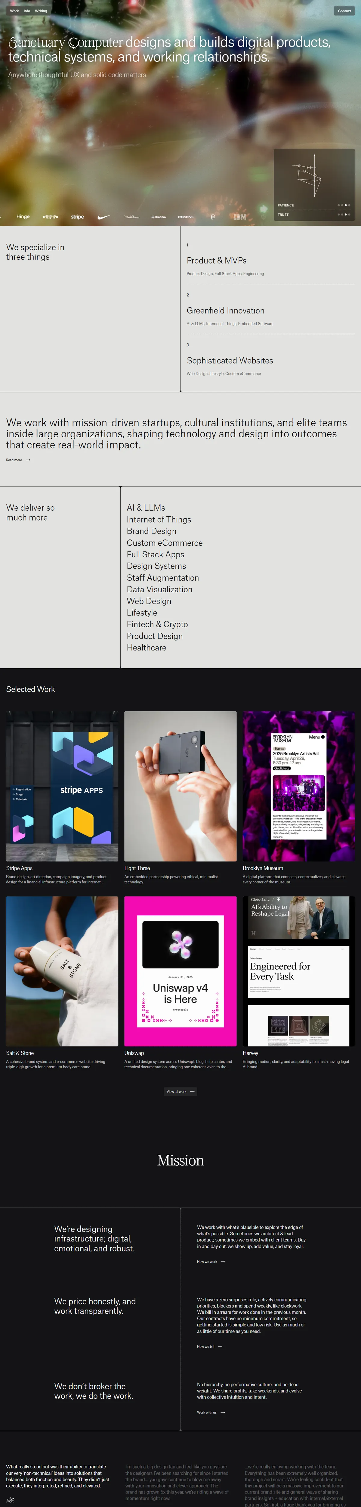 Full page of sanctuary.computer